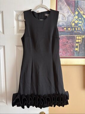 Donna Ricco Black Sleeveless Ruffle-Hem Mini Dress